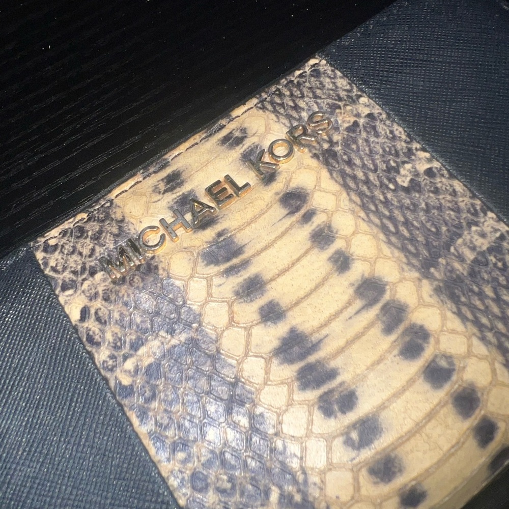 Michael Kors Black and Tan Snake Print Clutch - Picture 5 of 9